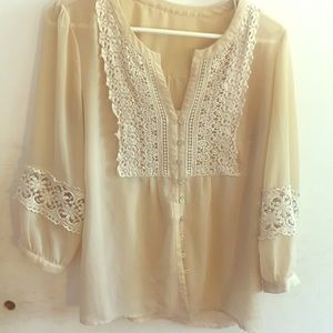 Cream crochet blouse